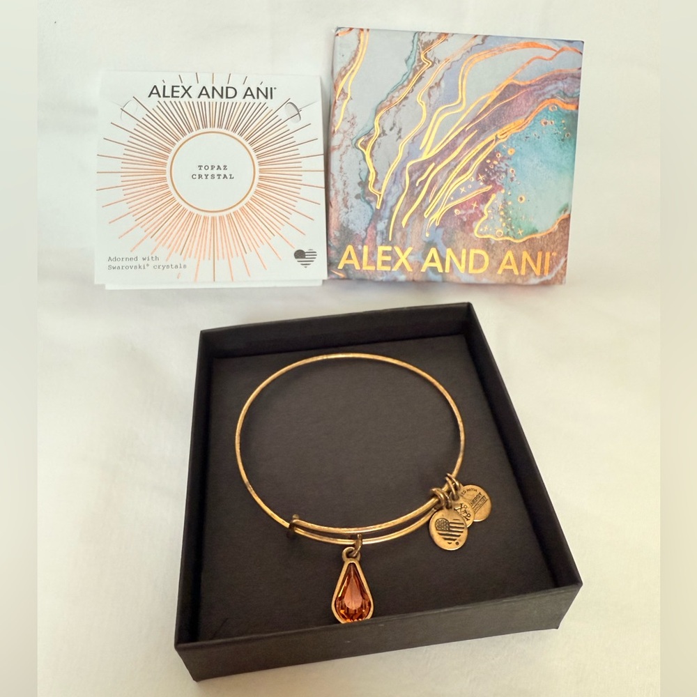 Alex and Ani Gold Bangle with Amber Charm